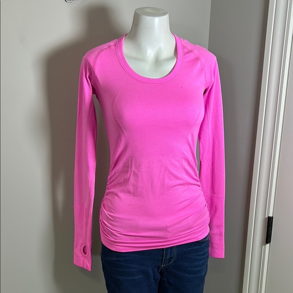 Lululemon Swiftly Tech Long Sleeve Shirt 2 Race Length Dark Prism Pink Top Sz 4 - Picture 2 of 9